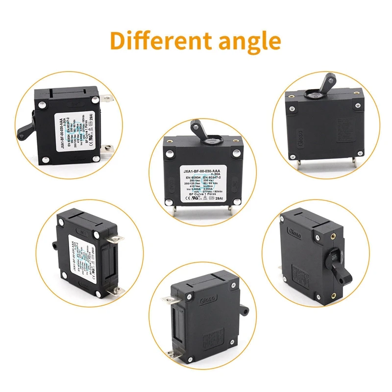 Черный переключатель сброса автоматический выключатель Магнитный Переключатель переменного/постоянного тока защита от перегрузки заднего монтажа 30A с винтами M3