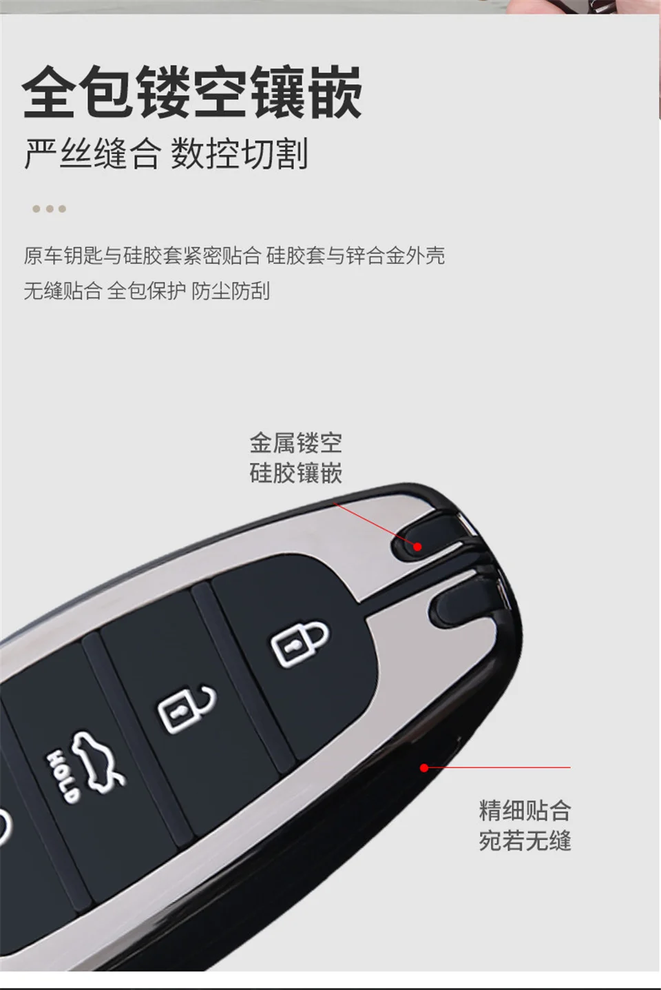 Cover portachiavi in lega per Hyundai Solaris Sonata Hybrid NEXO NX4 New Grand Santa Fe Tucson 2020 2021 accessori Car-Styling - Hca2551e3649b4e5cb0032d06f4e27cc11