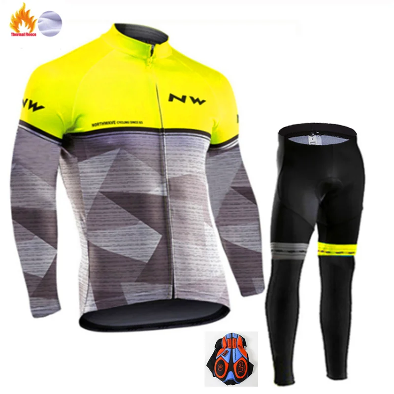 NW зимняя велосипедная одежда Maillot ciclismo термальные флисовые длинные наборы Мужской Горный велосипед Костюмы гоночная езда велосипедные наборы - Цвет: Winter Cycling Suit