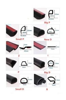 

5m/lot all size P I Z-type waterproof small large D/P sealing strip soundproof Car Door Window Trim Edge strip