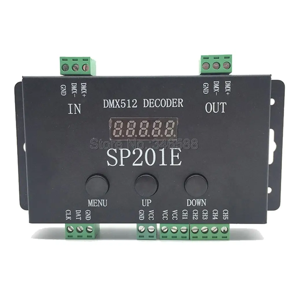 SP201E SPI сигнала Addressable RGB пикселей светодиодный 5 канал ПВМ Выход DMX512 декодер DC5-24V для WS2812B UCS1903 TM1804 полосы пикселей