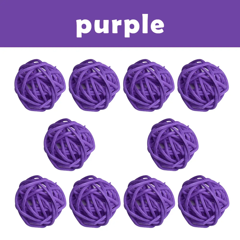 purple 10 шт. 3 см Искусственный соломенный шар Свадебные украшения для дома на Рождество ротанговый шар самодельная занавеска Висячие аксессуары - Цвет: purple