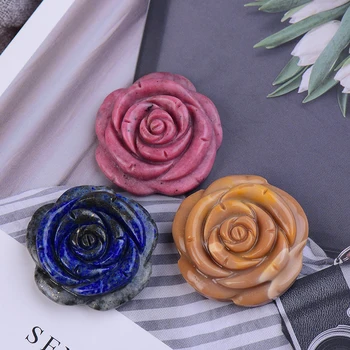 

1PC Natural Stones Crystal Handmake Rose Flowers High Quality Nordic Shelf Multiple Style Selection Home Decor Moderno DIY Gift
