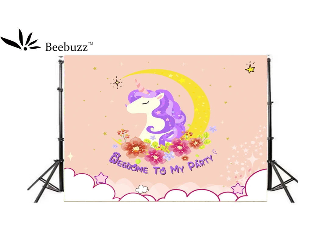 Фон для фотосъемки Beebuzz розовый мультяшный Единорог фон день рождения Фотофон |