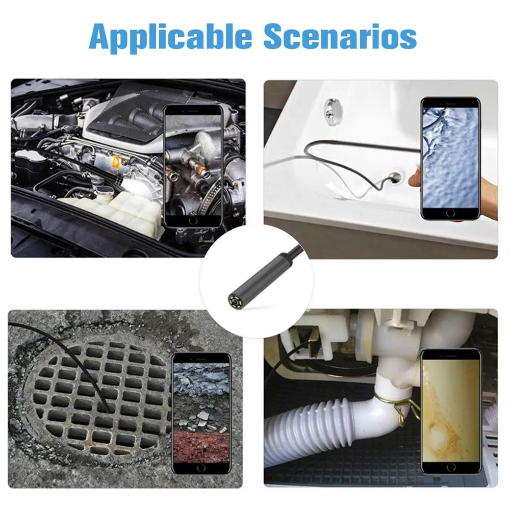 10m Borescope USB Camera Endoscope 7MM OTG Micro USB Endoscopic Inspection Camera with 6 LED for Android/Win7/8/10