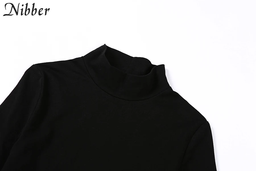 NIBBER street style sexy backless hollow out Bandage top slim turtleneck t-shirt crop top2019autumn  trend full sleeve tee femme