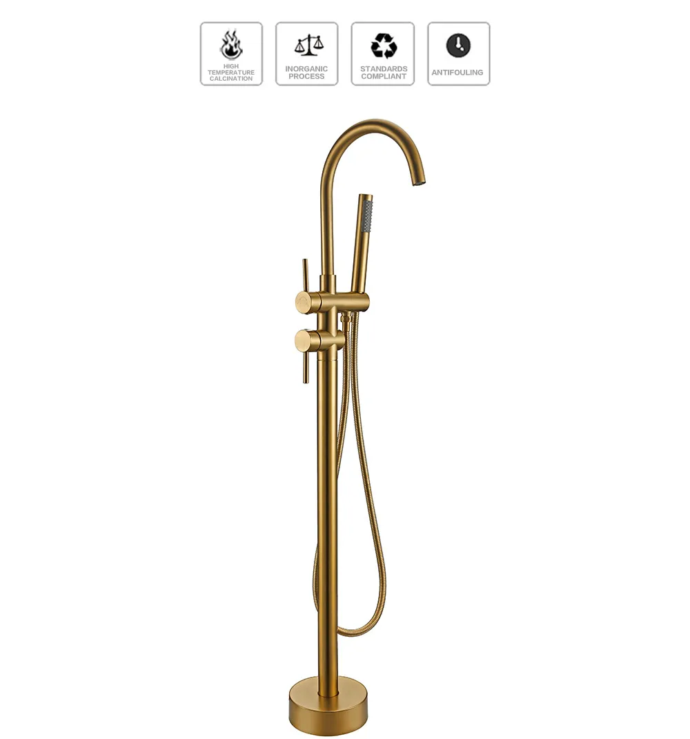 Bagnolux Круглый матовый старый золотой кран для ванны Mxier высокий подъем Круглый отдельно стоящий Носик душевой кран смеситель для ванны напольный кран