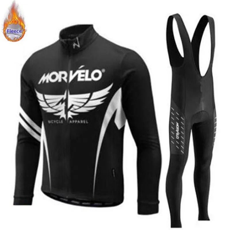Morvelo/Зимний комплект из флиса для велоспорта с длинными рукавами, велосипедная одежда, комбинезон, pro комплект женских купальных костюмов Ropa Ciclismo Uniformes A6 - Цвет: 4