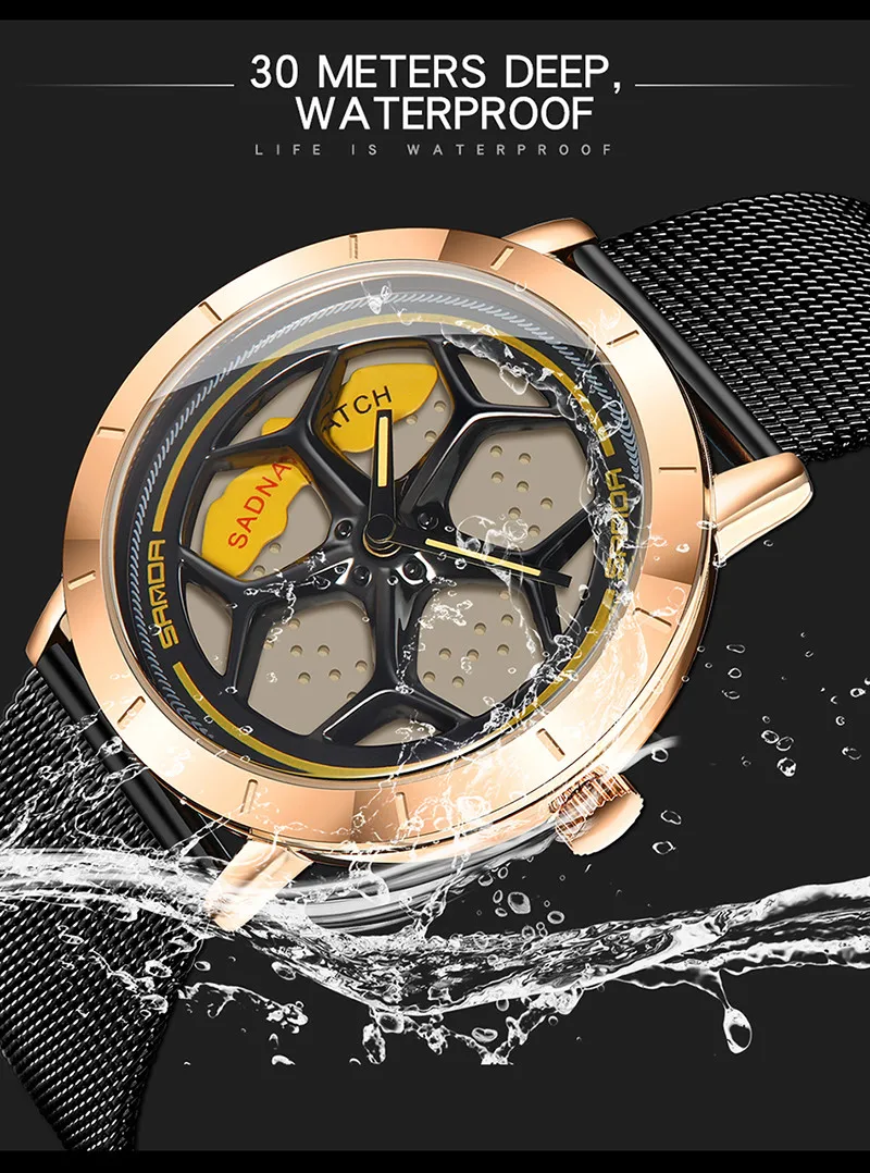 SANDA кварцевые часы мужские часы оригинальный бренд наручные часы Новые Креативные мужские наручные часы для мужчин часы вращающийся