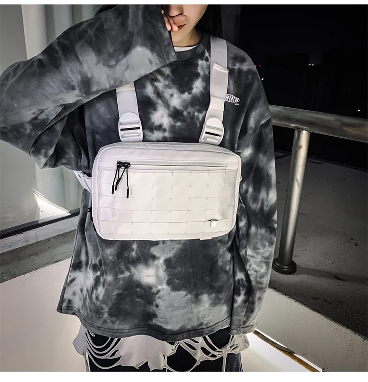 Свитер нагрудная сумка для Для мужчин хип-хоп жилет грудной клетки сумки модные тактический ремень сумка пакеты Для женщин квадратный нагрудная сумка