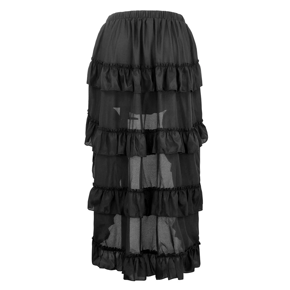 Woman Skirt Black Plus Size Asymmetrical Pleated Lace-Up Zipper Club Party Vintage Women Goth Long Skirts