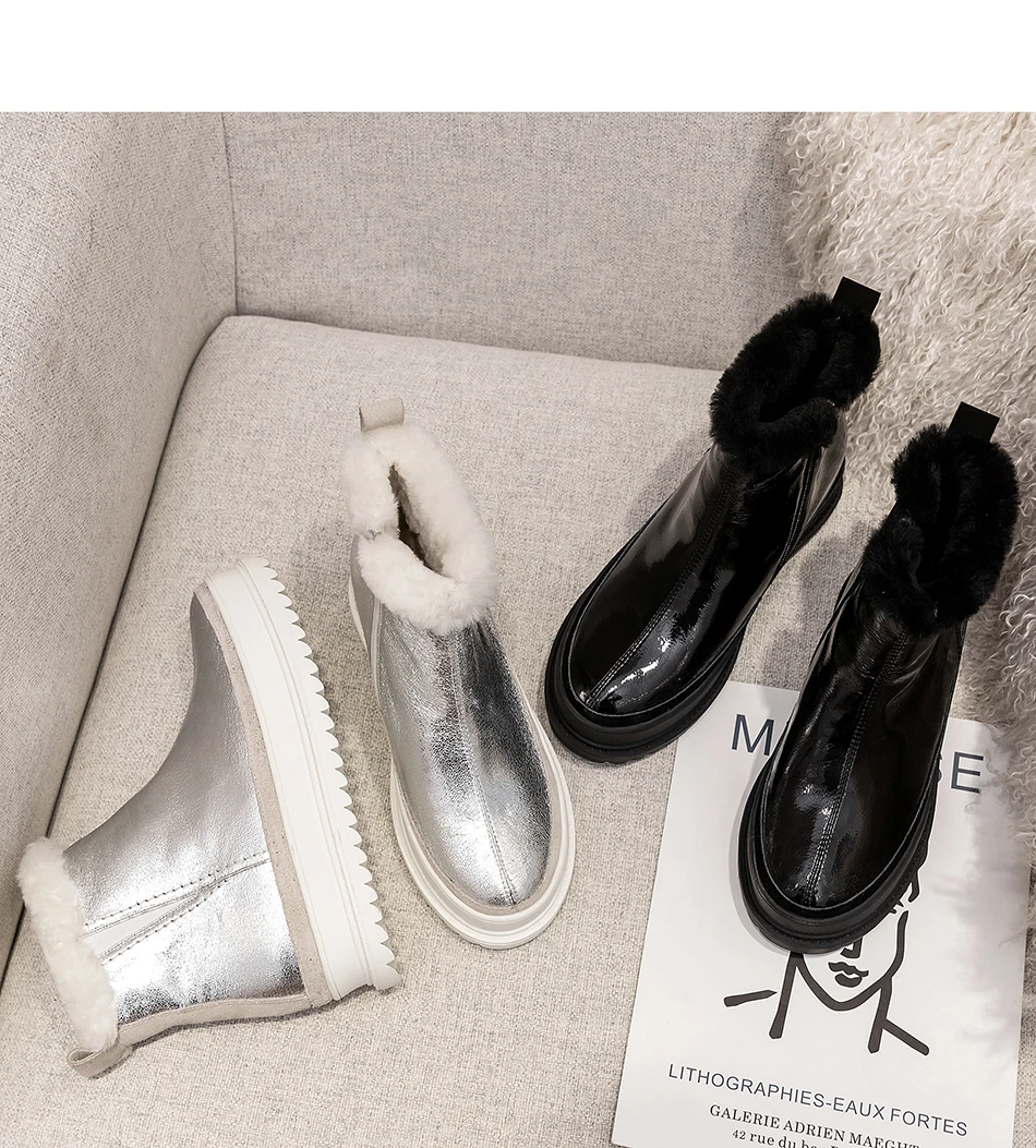 Большие размеры 34-43; новые женские зимние ботинки из высококачественной натуральной кожи; модные зимние ботинки на платформе; теплые шерстяные ботинки из натурального меха