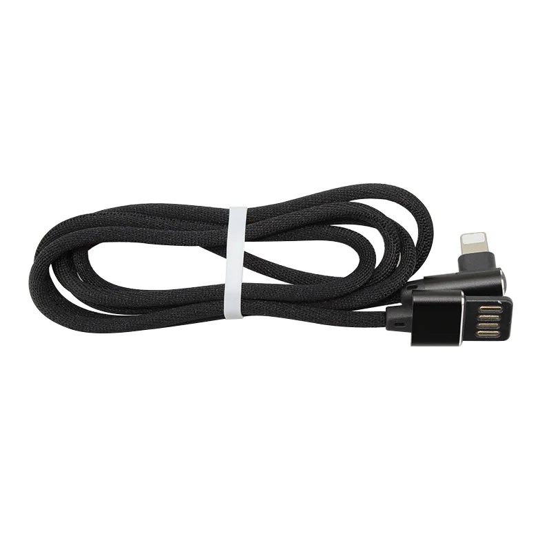 90 градусов зарядный кабель для iPhone 7, 8, 6 Plus, XS Max, samsung, Xiaomi, Redmi, Note, Micro USB C, USBC, быстрая зарядка, провод для телефона - Цвет: Черный