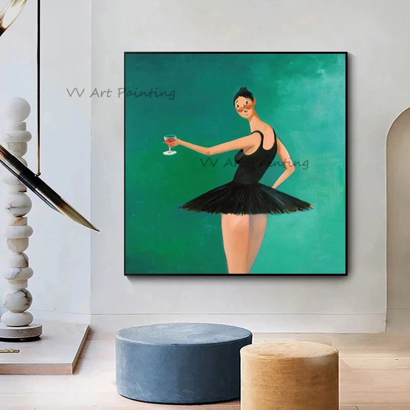 

The Woman Oil Painting On Canvas Handmade Knife Figure Painting Home Picture Decors for Hotel Office Unframed Dancer Drawing