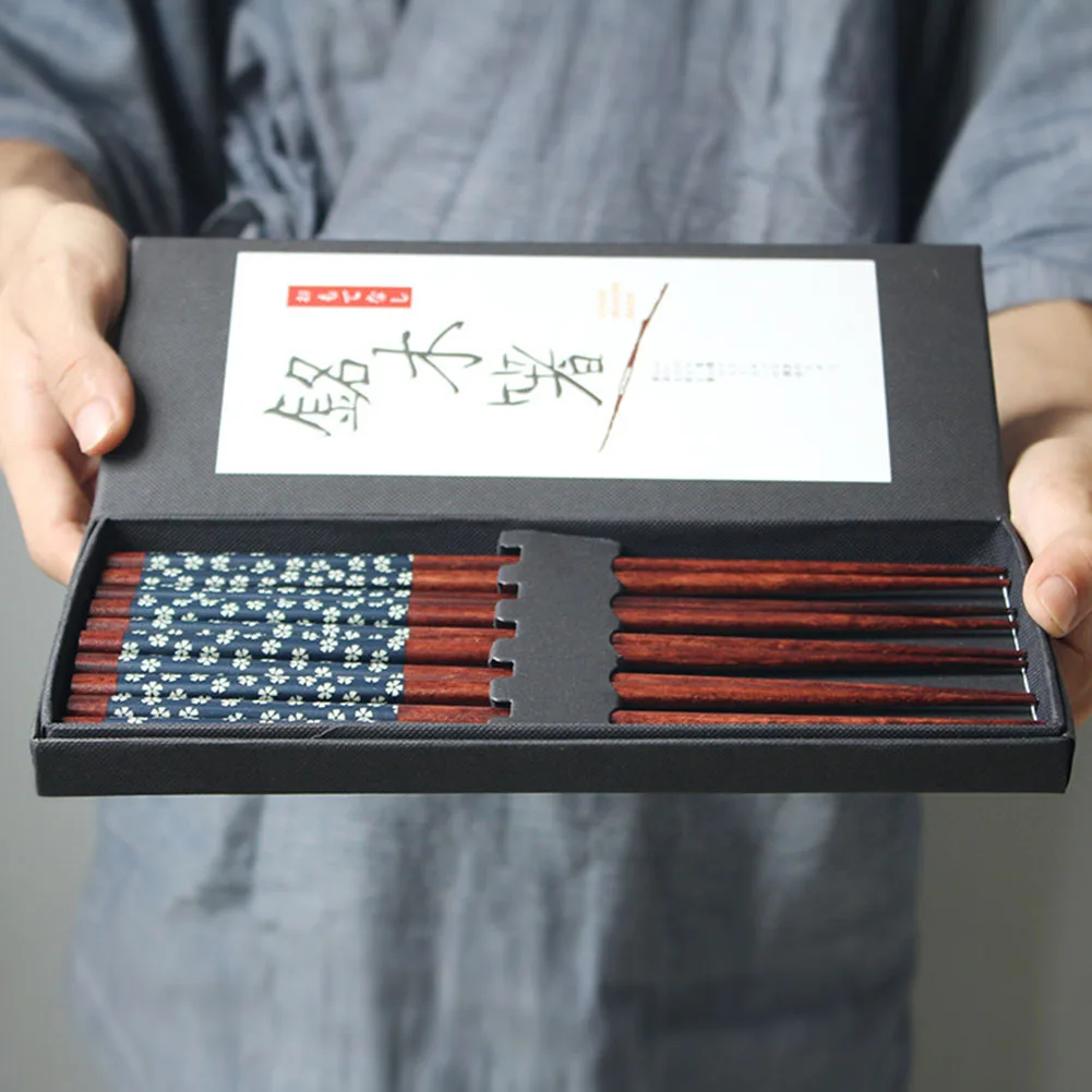 5 пар деревянных CHOPSTICKS набор посуды натуральные столовые приборы в японском стиле домашняя кухня для суши китайская посуда для барбекю