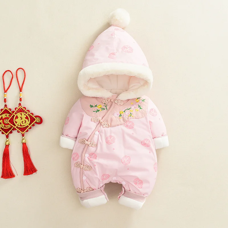 pink winter Одежда для новорожденных, детский комбинезон в китайском стиле, детские комбинезоны унисекс, комплект одежды, комбинезон, Одежда для новорожденных - Цвет: pink winter
