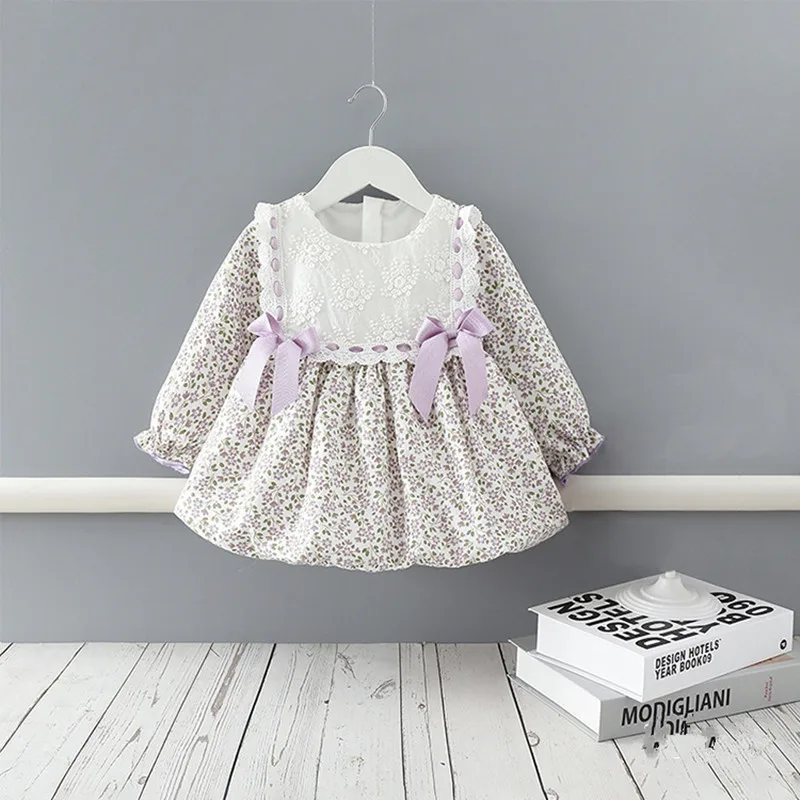 

Baby Girls Dresses Cotton Flowers Print Long Sleeve Dress Toddler Princess Dresses for Girls Birthday Dress Infant Clothing