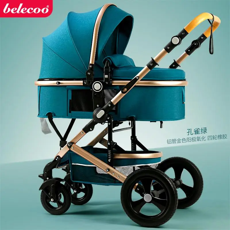 Malachite green 4 Belecoo/прогулочная коляска с высоким пейзажем, детская коляска 2 в 1, двусторонняя коляска для путешествий, алюминиевая рама, стандарт ЕС, автомобиль, 10 шт., подарки - Цвет: Malachite green 4