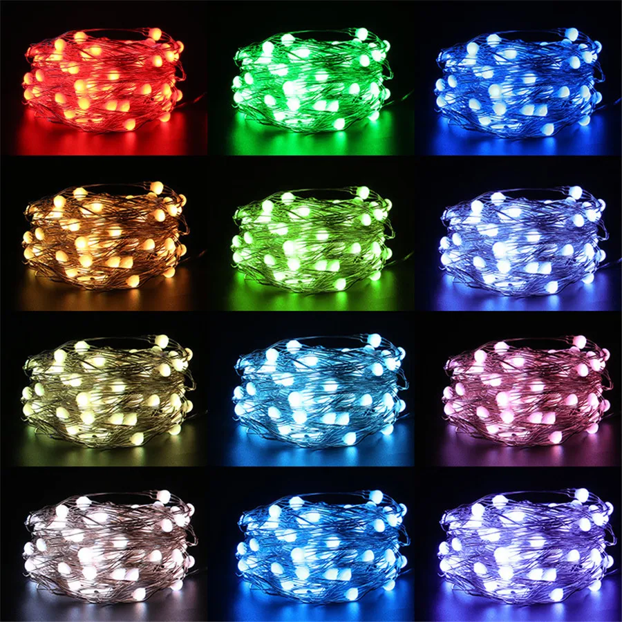 US $12.77 20M Smart RGB Christmas Tree Fairy Light Garland Copper Wire LED String Light With Remote For Christmas Wedding Party Holiday