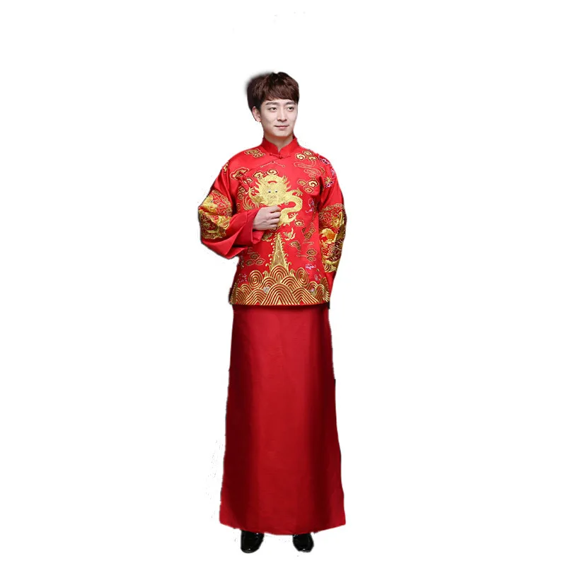 Vestido De Novio Hombre Smoking Smoking Masculino Dress Dragon Phoenix Gown Wedding Bridegroom Toast Jacket Tang Suit Xiuhe