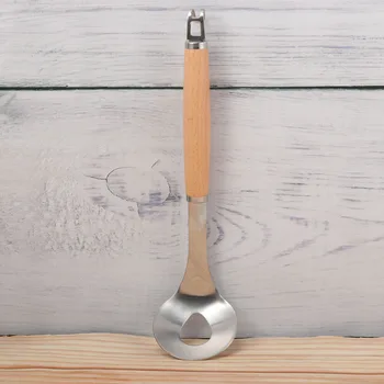 

1pc Spoon Creative Stainless Steel Portable Wood Handle Lightweight Spoon Kitchen Gadgets for Hotel
