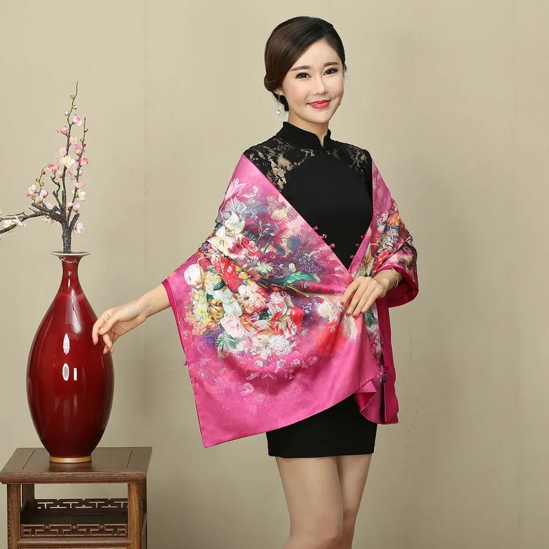 3 Картина маслом Cheongsam шаль национальный шарф с пуговицей женский шелковый кашемировый шарф ретро свадьба вечеринка палантин обертывания - Цвет: 3