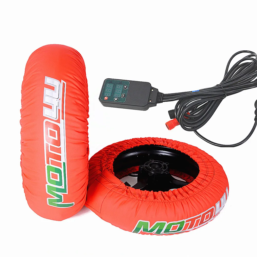 

Fluorescein red Motorcycle Tire Warmer Set 120/200 120/190 Front and Rear Race Tyre Warmer with digital