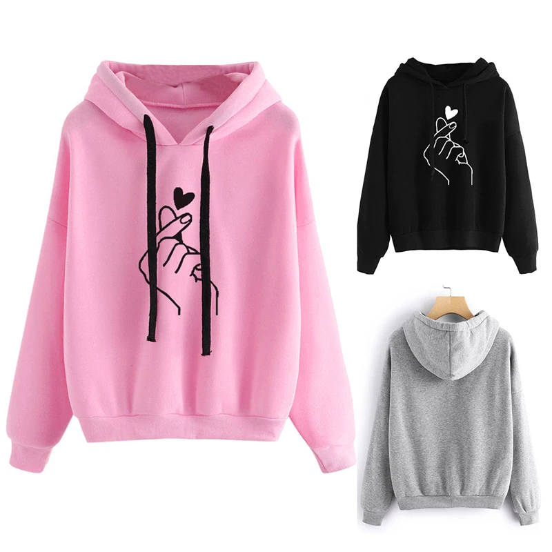 Новинка Женский однотонный пуловер с длинным рукавом и капюшоном для девушек