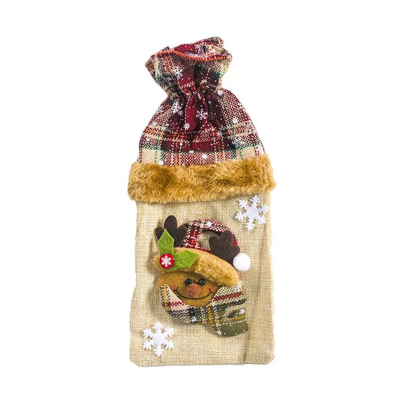 3 Pcs Christmas Wine Bottle Cover Santa Snowman Sweater Holiday Champagne Bottle Cover Xmas Party Dining-Table Bottle Decoration