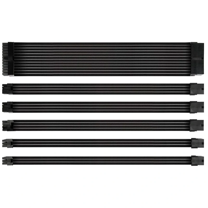 

Computer Power Motherboard 24P CPU8P Card 6 + 2P Pci-E6P Very Soft Nylon Braided Adapter Extension Cable Black