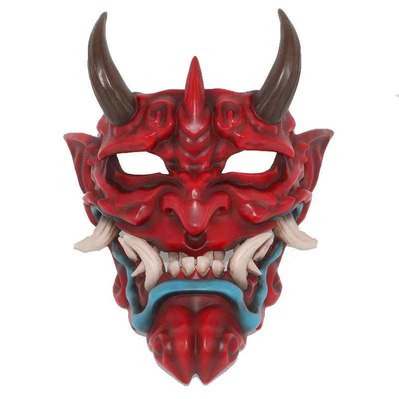 Хэллоуин унисекс Косплей Япония ханния взрослых полный маска для лица смолы японский традиционный призрак хання самурая голова Маска