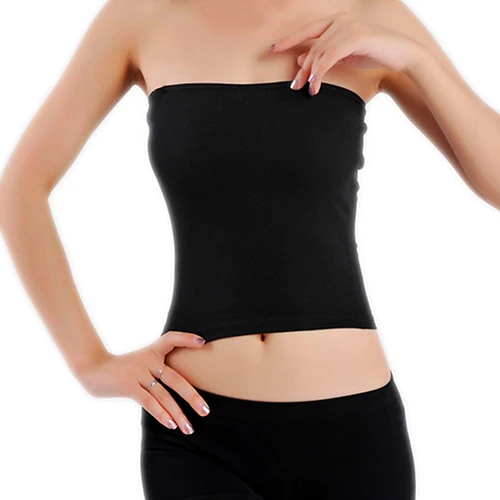 Top With A Cut On The Chest Women Girl Sexy Short Strapless Solid Color Bandeau Stretch Boob Tube Top Top With A Cut On The Chest Women Girl Sexy Short Strapless Solid Color Bandeau Stretch Boob Tube Top