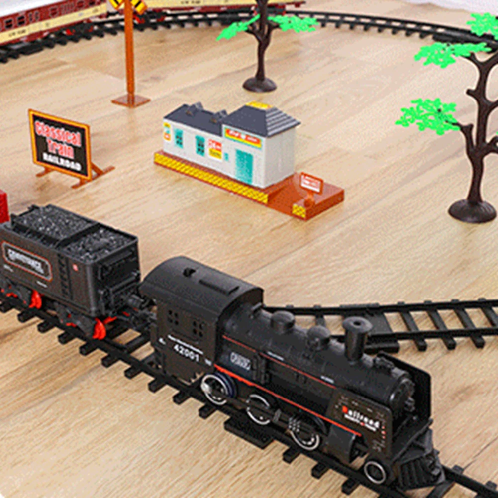 Electric Train Toy set Car Railway and Tracks Steam Locomotive Engine Diecast Model Educational Game Boys Toys for Children Kids