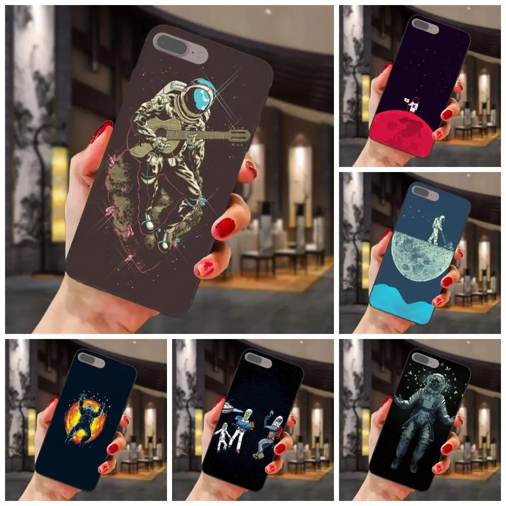 TPU Phone For Samsung Galaxy Note 4 8 9 S3 S4 S5 S6 S7 S8 S9 S10 Edge Plus Lite I9080 G313 Cartoon Space Astronaut Pattern | Мобильные