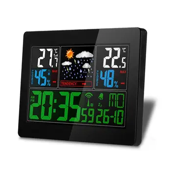 

EU Plug Wireless Weather Station Indoor Outdoor Weather Forecast Station Hygrometer Thermometer Alarm Clock With Outdoor Sensor
