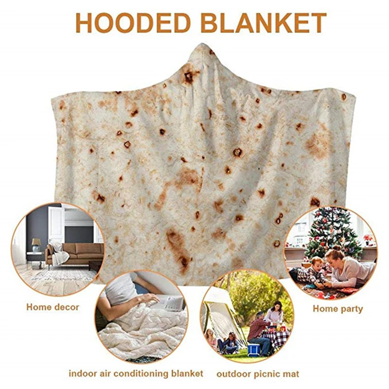 High Quality Burrito Baby Blankets Flour Tortilla Swaddle Blanket Sleeping Swaddle Wrap Hat Mexican Pancake Rug Christmas Gift