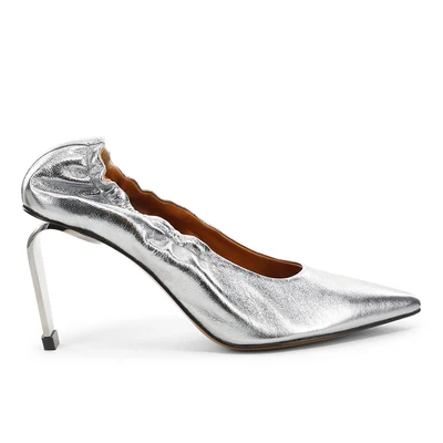 silver 9 cm heel Knsvvli/Новые пикантные туфли на высоком каблуке в необычном стиле; женские плиссированные туфли-лодочки из натуральной кожи с острым носком; Zapatos De Mujer - Цвет: silver 9 cm heel