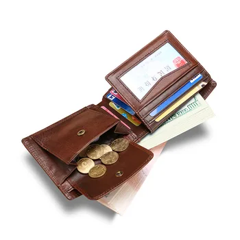 

Genuine Leather Men Wallet RFID Blocking Wallet Male Fashion Top Layer Cowskin Coin Purse Identity Protection Men's Wallets