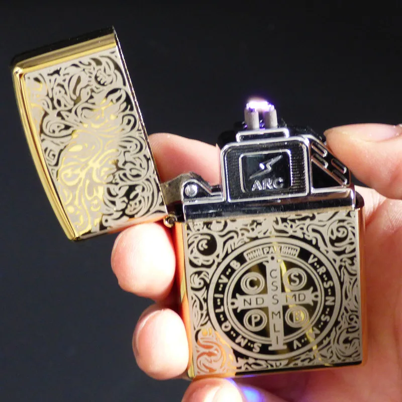 Импульсная дуговая USB Зажигалка Ветрозащитная Электронная зажигалка плазменная перезаряжаемая беспламенная металлическая зажигалка для сигарет пьезозажигалка подарок