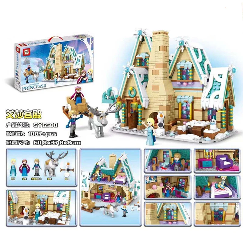 

1087PCS Snow World Series Princess Aisha Christmas Palace Bricks Compatible with LegoINGlys Girls Friends Building Blocks Toys