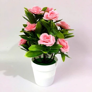 

Artificial 12 Rose Roses Bonsai Potted Plants For Home Decoration Tree Pot Plants Fake Flower Potted Ornaments For Home Decorat