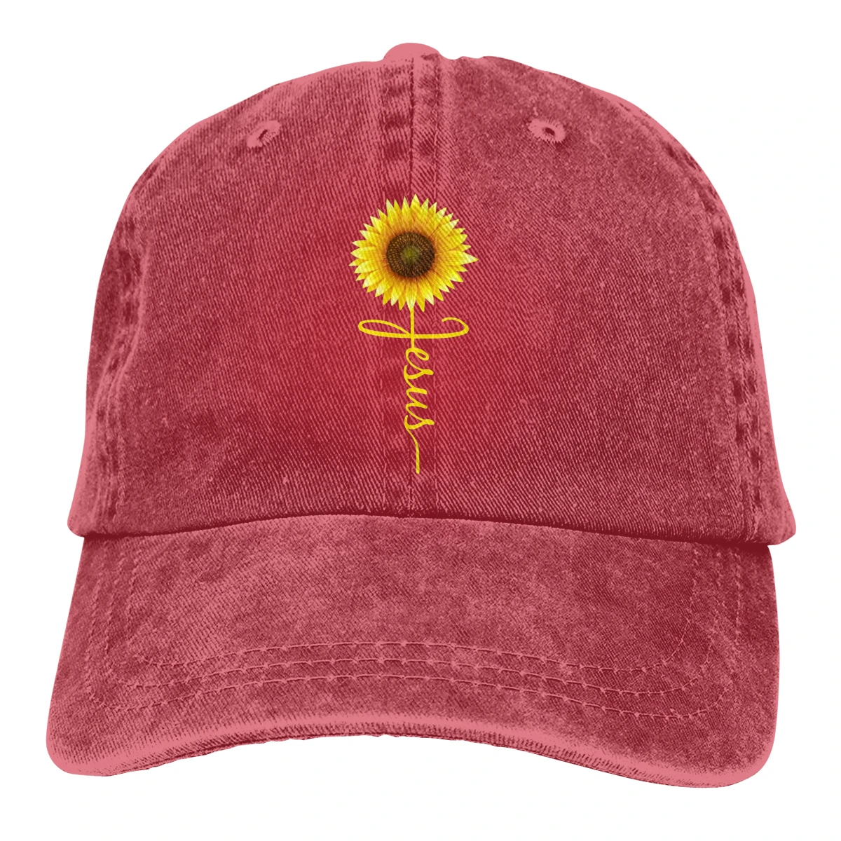Подсолнух с Хесусом Casquette черный унисекс Мужские Женские джинсовые бейсболка с ремешком кепки Регулируемый Гольф папа шляпа