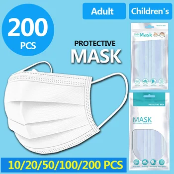 

Children/Adult Disposable Mask 3 Layer 10PCS/Bag Elastic Mouth Mask Anti-bacteria Kids Soft Breathable Nonwoven masks