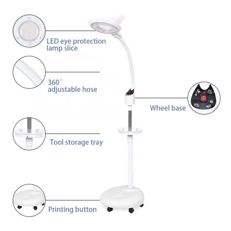 For Tattooing LED Cold Light Tattoo Floor Lamp Adjustable Nail Art Eye Protection Illumination Lamp