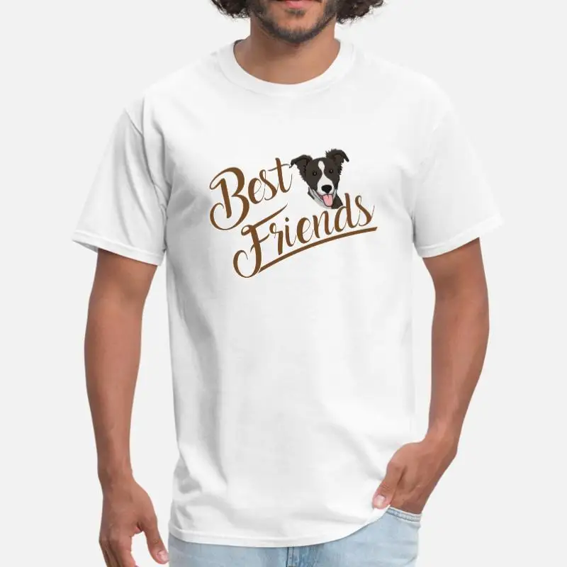 Men-White Винтажная Футболка Border Collie для мужчин s и женщин, Классическая футболка Kawaii для мужчин размера плюс S-5xl, одежда, поп-топ - Цвет: Men-White