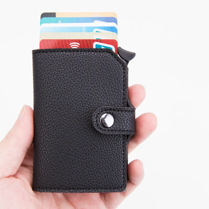 Bycobecy новая кнопка Rfid Блокировка защита для мужчин кредитный держатель карт из