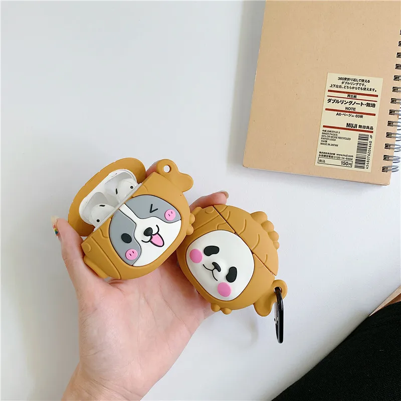 

For AirPod 2 Case 3D Taiyaki Panda Dog Cartoon Soft Silicone Wireless Earphone Cases For Apple Airpods Case Cute Cover Funda