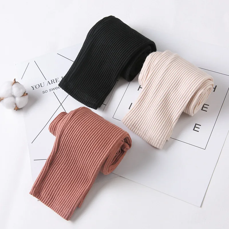 

2019 Spring And Autumn Sunken Stripe CHILDREN'S Leggings Casual GIRL'S Pants Childrenswear Versatile