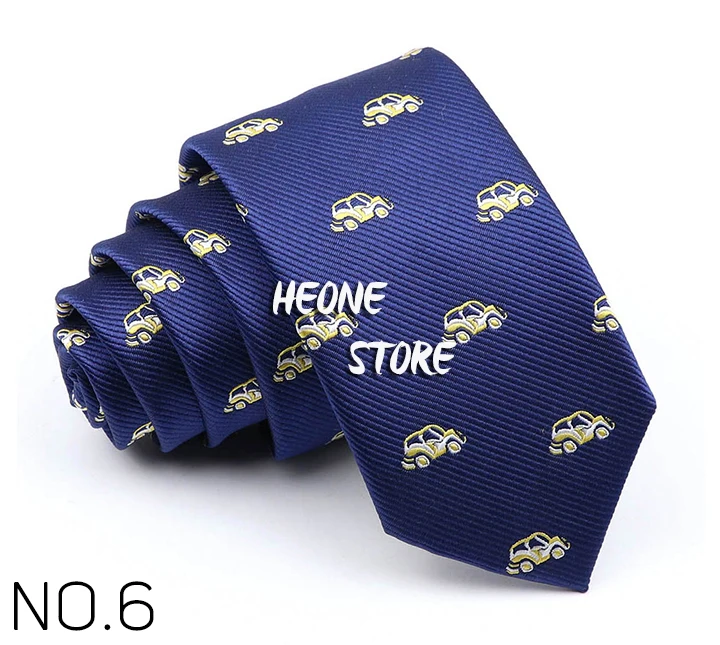 New Mens Polyester Jacquard Ties Casual Slim 6CM Insect Shiba Inu Car Cartoon Neckties For Wedding Business Suits Neck Accessory