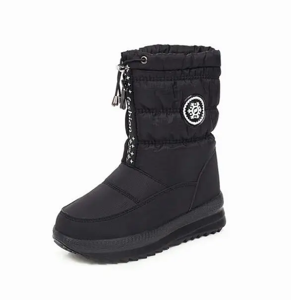 Women snow boots platform winter boots elastic thick plush non-slip boots women winter shoes botas mujer zapatos de mujer fa10 - Цвет: Черный